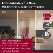 LED-Einbauleuchte Nova mit flachem LED-Reflektor GU10, 55 mm Einbautiefe, 3-Stufen dimmbar für Wohnzimmer
