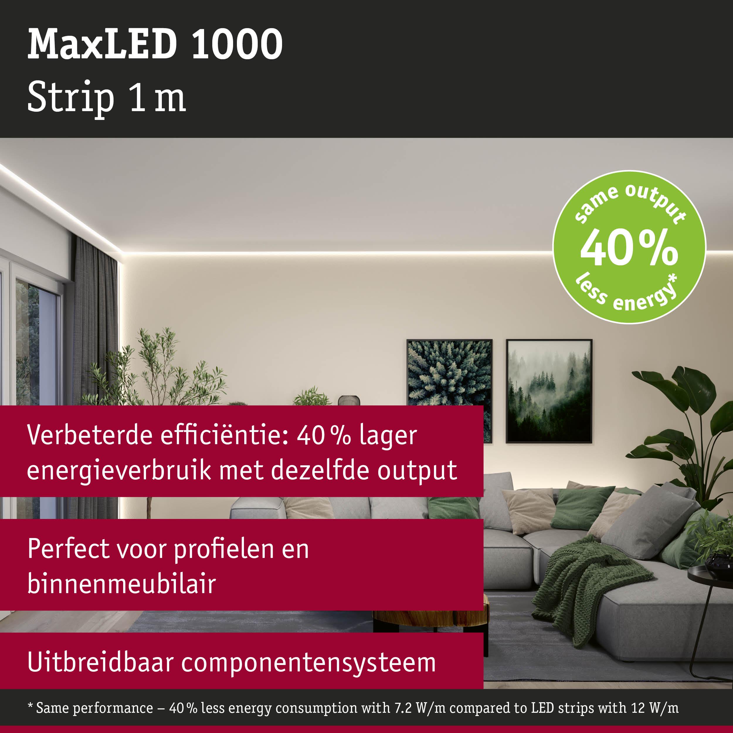 MaxLED 1000 LED-strip 1 m warmwit voor energiezuinige binnenverlichting