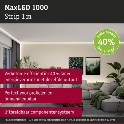 MaxLED 1000 LED-strip 1 m warmwit voor energiezuinige binnenverlichting