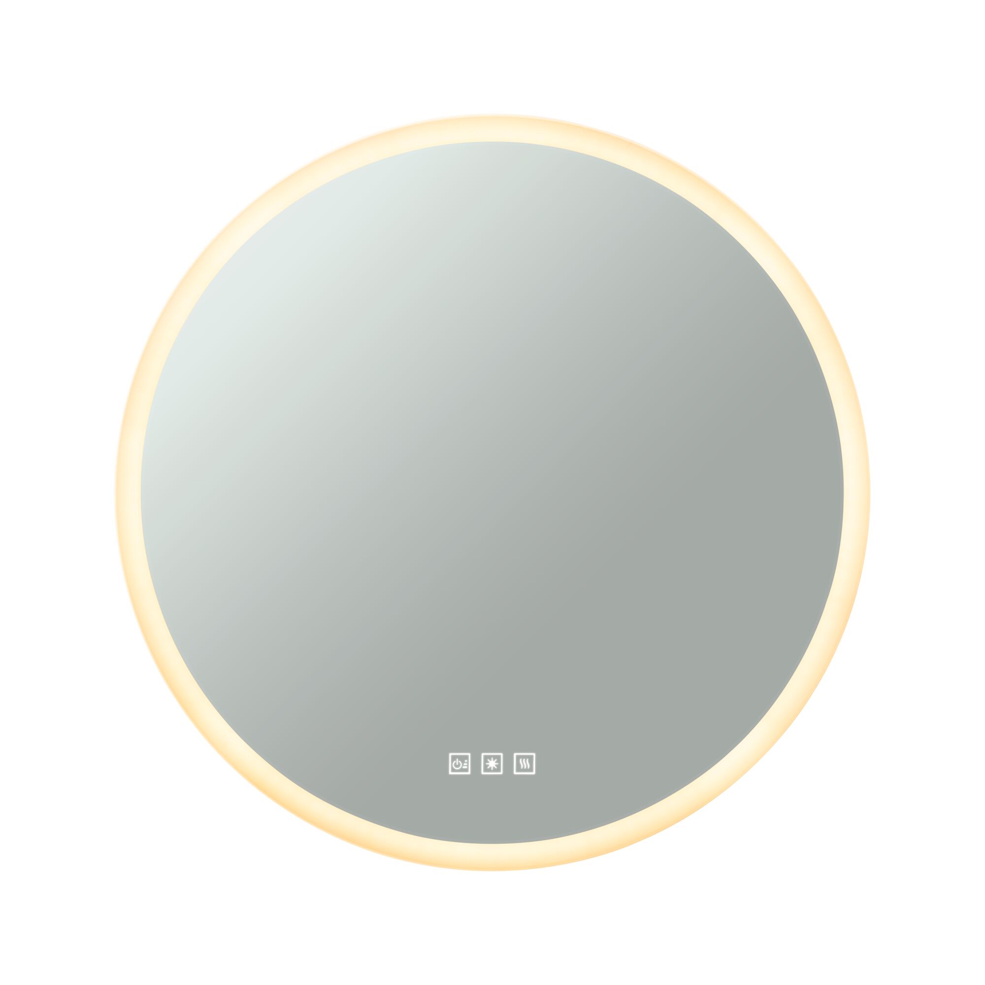 Miroir LED rond avec lumière blanc chaud et commandes tactiles pour salle de bain et éclairage intérieur