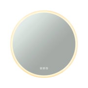 Round mirror with warm white LED light and touch control for modern bathroom decor