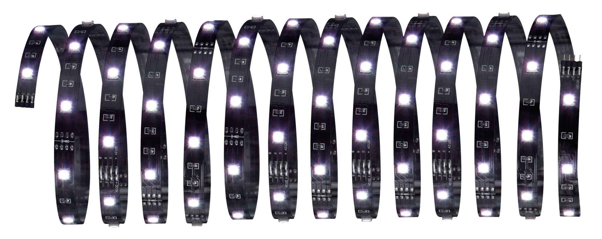 Fleksibel sort LED-strip med hvide dioder til moderne belysning og dekoration.