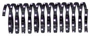 Flexibele zwarte LED-strip met witte leds voor moderne verlichtings- en decoratietoepassingen.