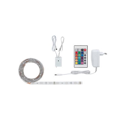 Bande LED avec télécommande, alimentation et contrôleur blancs pour éclairage coloré flexible