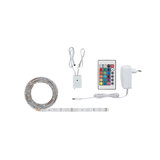 LED strip light with remote, power adapter and controller in white for flexible color lighting