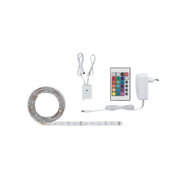 LED strip light set with remote, white controller and power adapter for flexible lighting