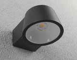 Sort metal LED-udendørsvæglampe med rundt design til moderne boligbelysning