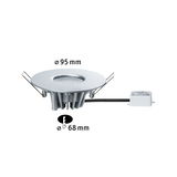 Ronde inbouwspot van zilverkleurig metaal met 95 mm diameter en 68 mm inbouwmaat voor LED-verlichting