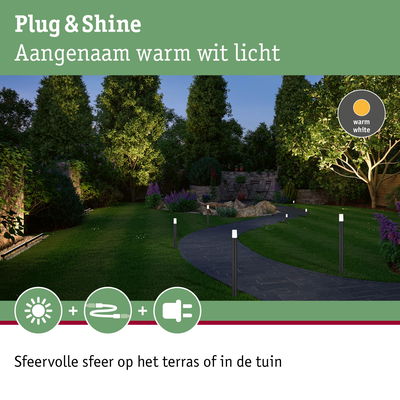 Tuinpad met warm wit licht voor sfeervolle verlichting op terras of in de tuin