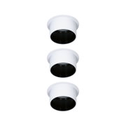 White metal recessed spotlight with black inner ring for modern LED ceiling lighting