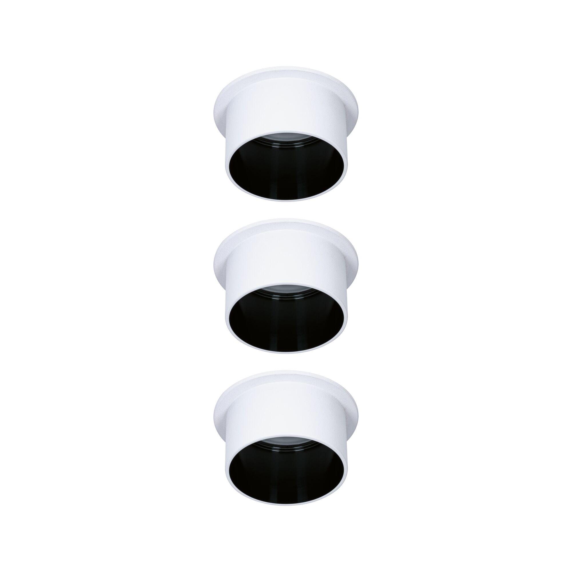 White metal recessed spotlight with black inner ring for modern LED ceiling lighting