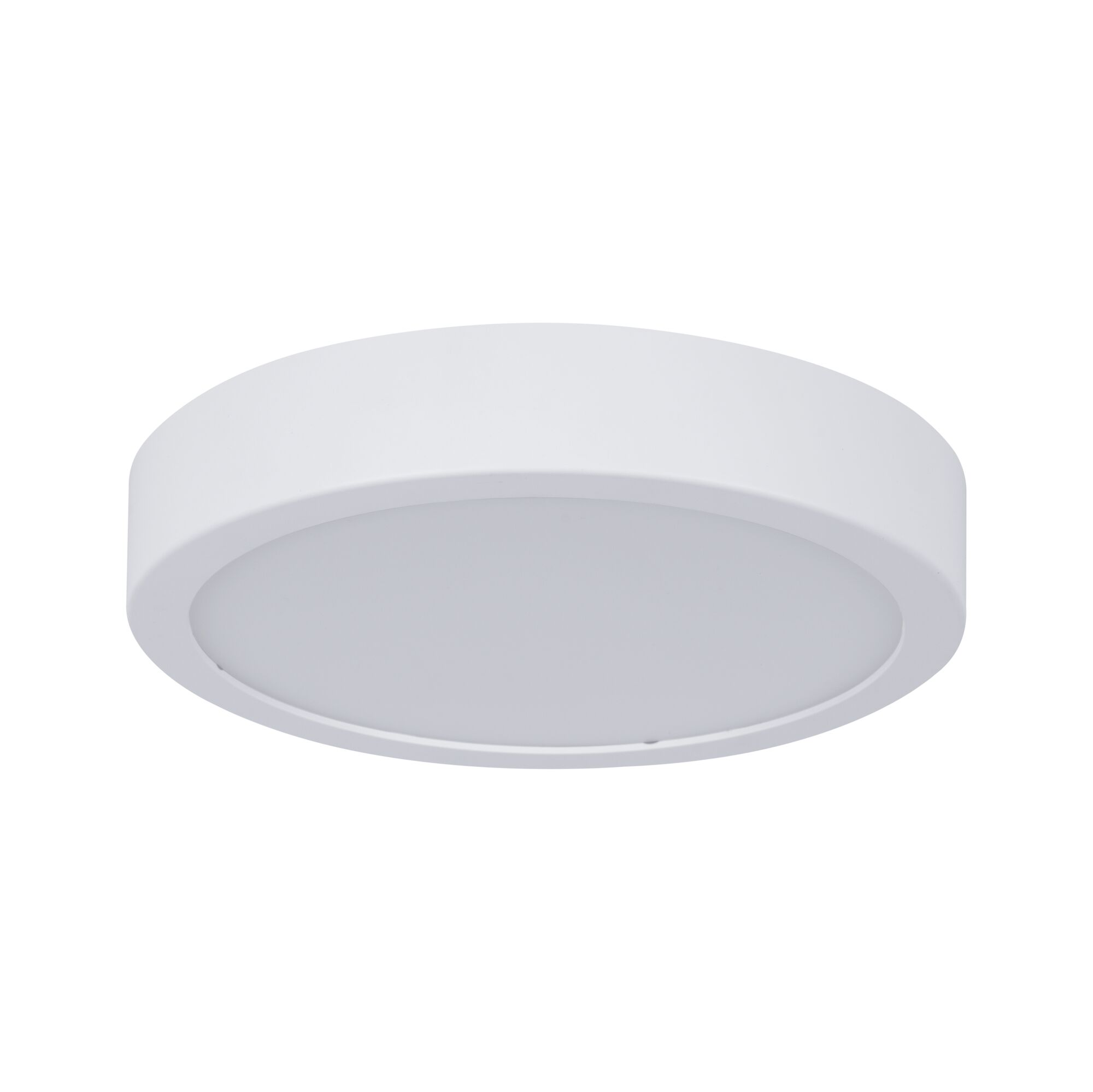 Round white LED ceiling light made of plastic for energy-efficient room lighting
