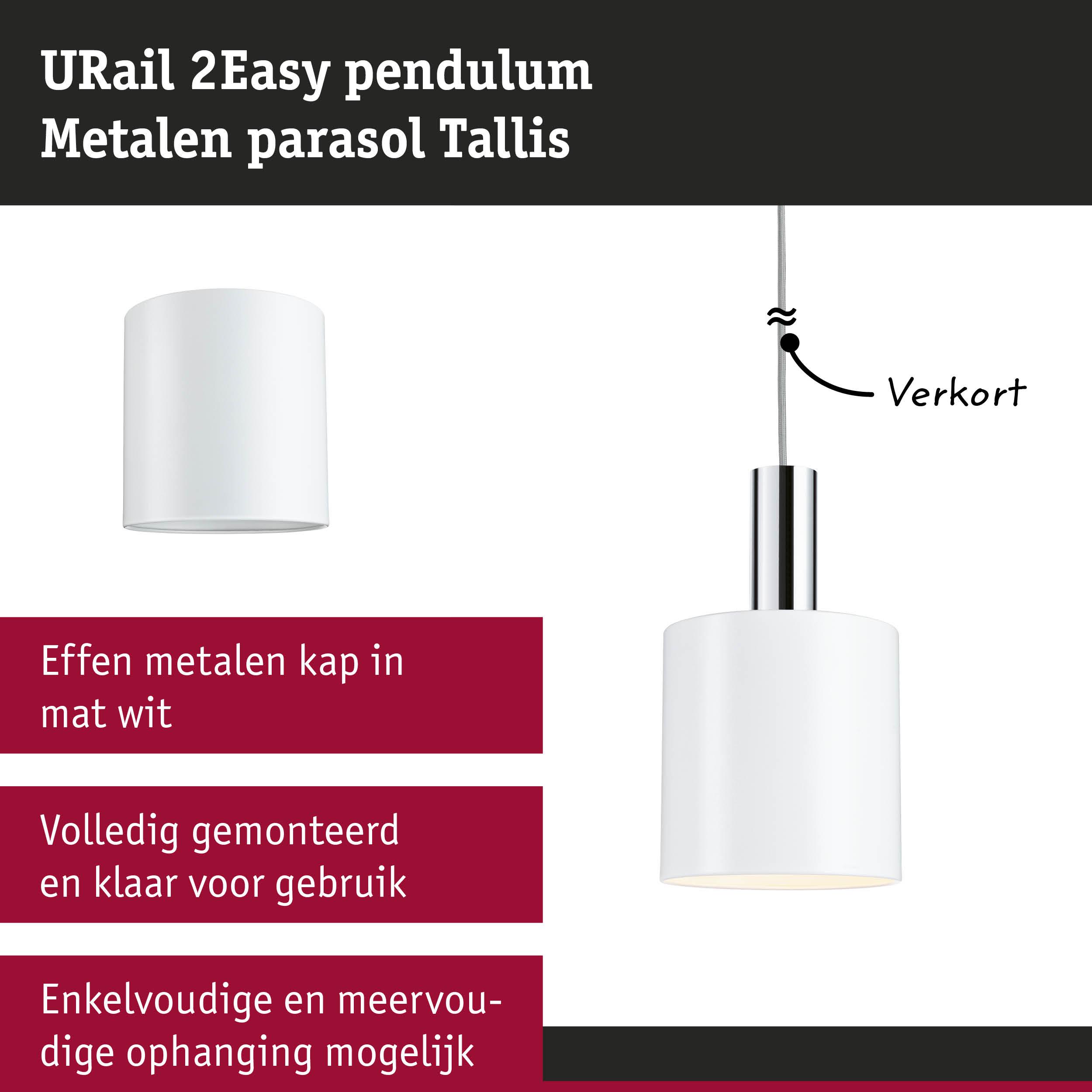 Matte witte metalen URail 2Easy pendel met verstelbare kabel voor veelzijdige verlichting