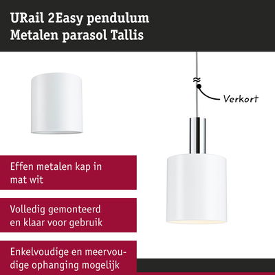 Matte witte metalen URail 2Easy pendel met verstelbare kabel voor veelzijdige verlichting