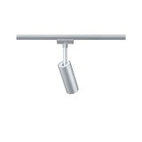 Modern silver metal LED spotlight on track system for adjustable lighting solutions
