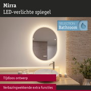 Ovale LED-verlichte badkamerspiegel Mirra met warm wit licht en strak modern ontwerp