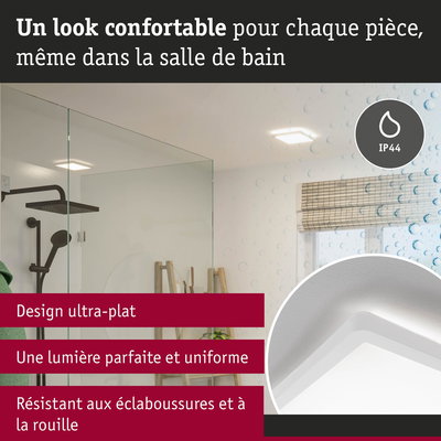 Plafonnier LED blanc ultra-plat IP44, résistant aux éclaboussures et à la rouille, parfait pour salle de bain