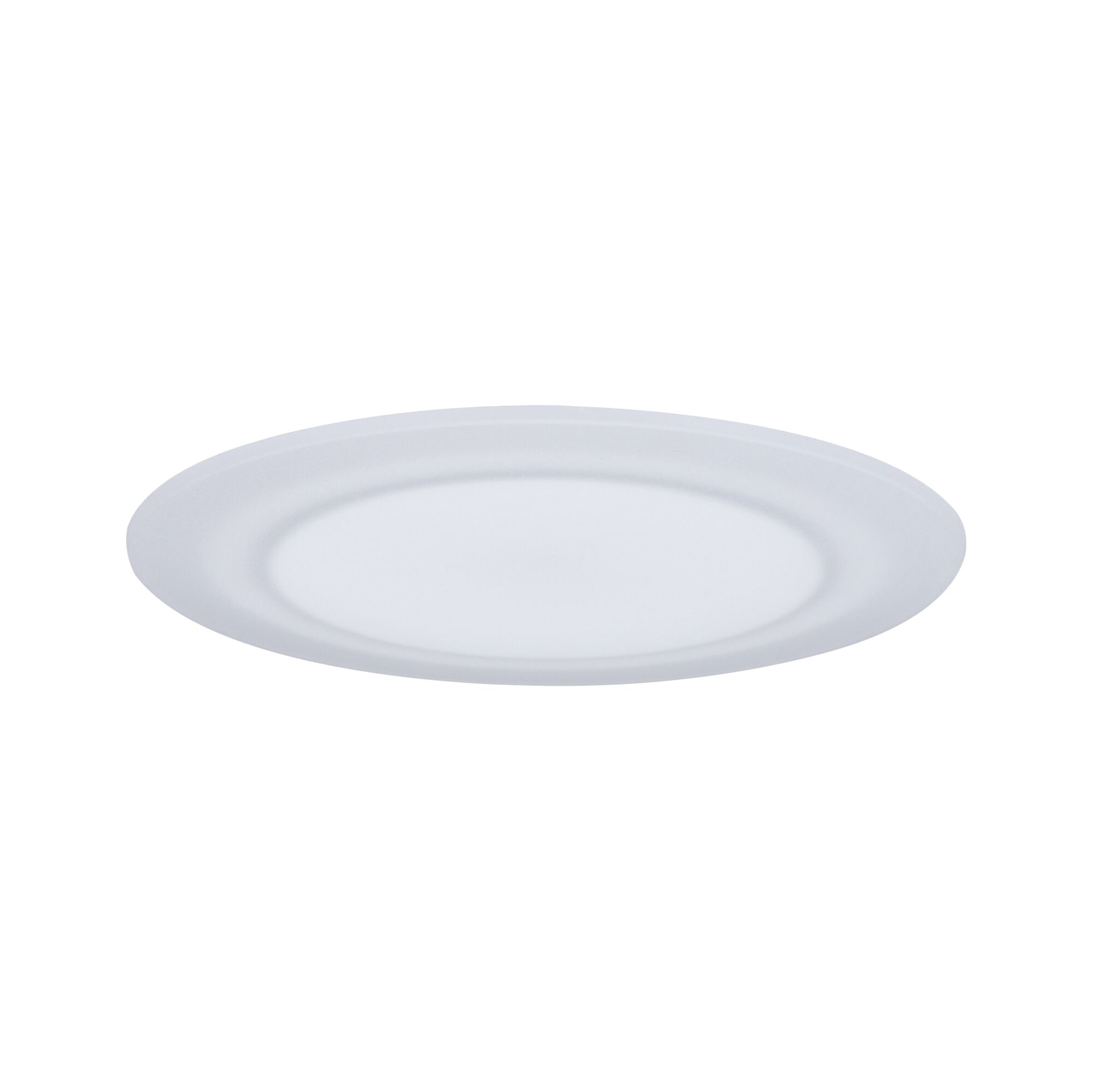 Round white LED ceiling panel made of plastic for energy-efficient room lighting