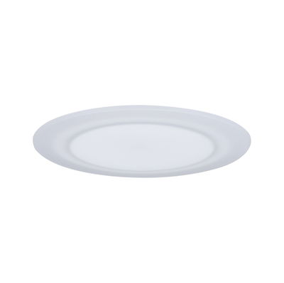 Round white LED ceiling panel made of plastic for energy-efficient room lighting