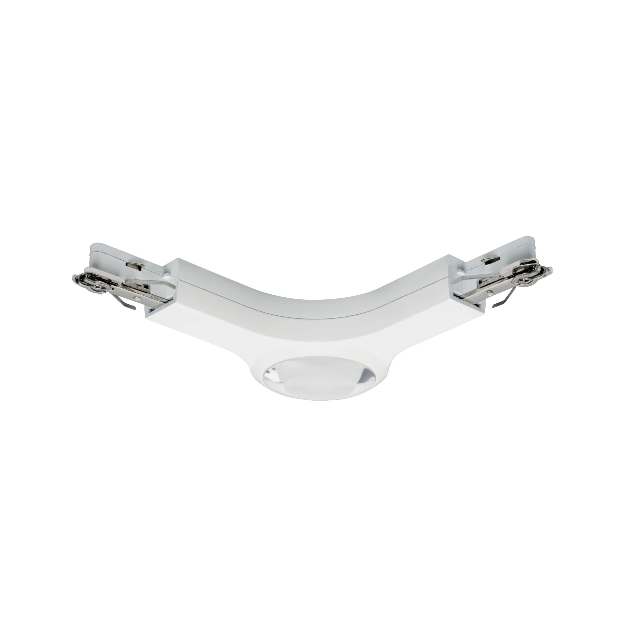 Witte kunststof connector met metalen klemmen voor LED-railsverlichting, flexibel verbindingsstuk