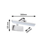 Modern LED wall light in brushed stainless steel measuring 300x125x210 mm for home lighting