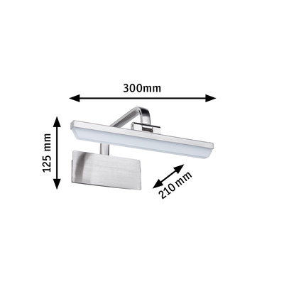 Moderne LED-wandlamp van geborsteld roestvrij staal, afmetingen 300x125x210 mm voor woonverlichting