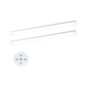 Two white LED light bars with remote control for dimmable lighting in modern style