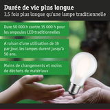 Ampoule LED avec durée de vie 3,5 fois plus longue qu’une lampe traditionnelle, éclairage économique
