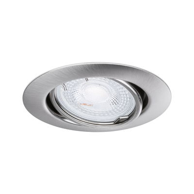 Ronde inbouwspot van geborsteld roestvrij staal met helder glas en LED-licht voor moderne binnenverlichting