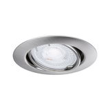 Round recessed spotlight in brushed stainless steel with clear glass and LED light for modern indoor lighting