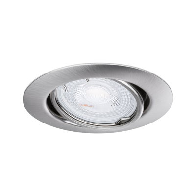 Runder Einbaustrahler aus gebürstetem Edelstahl mit klarem Glas und LED-Licht für moderne Innenbeleuchtung