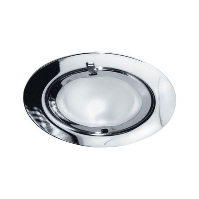 Round recessed spotlight in shiny chrome steel silver for modern LED lighting solutions