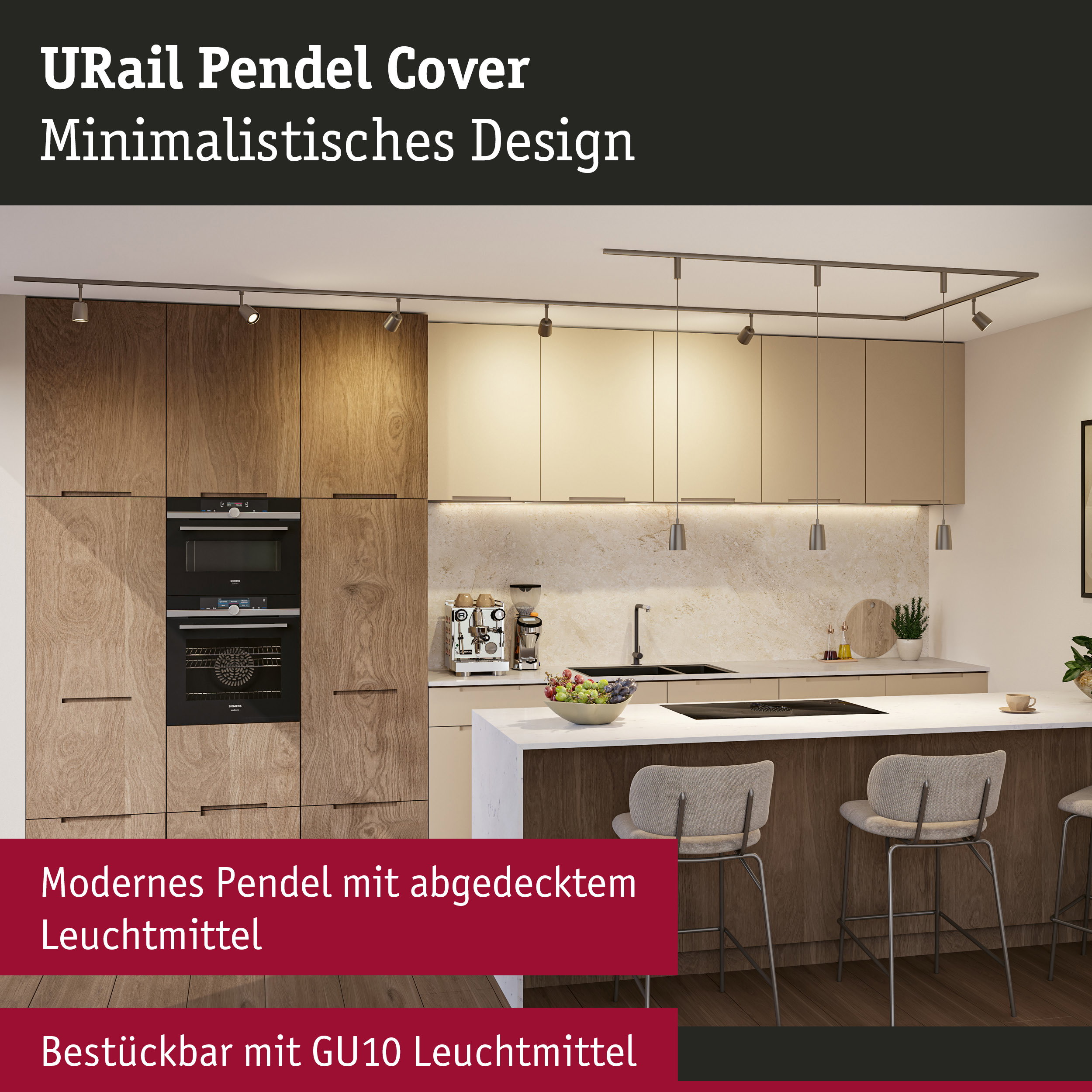 URail Pendel Cover GU10 max. 10W dimmbar 230V Titanium