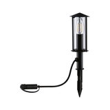 Black LED garden light with clear glass and ground spike for outdoor lighting