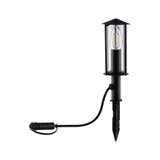 Black LED garden light with clear glass and ground spike for outdoor lighting