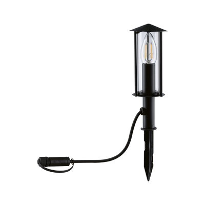 Czarna lampa ogrodowa LED z przezroczystym szkłem i szpilką do ziemi do oświetlenia zewnętrznego