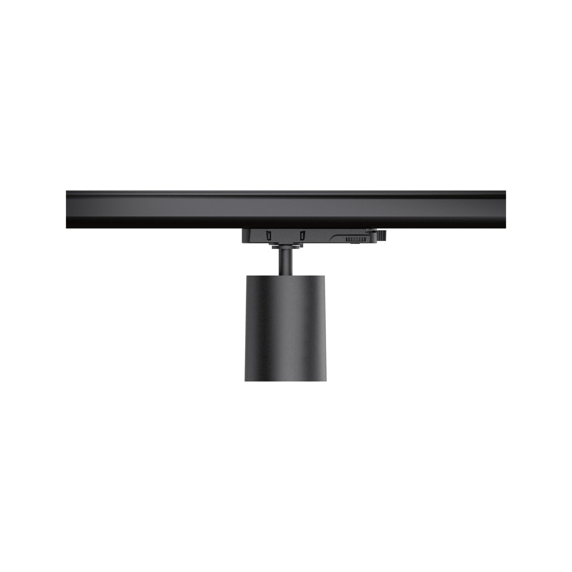 Schwarze LED-Schienenleuchte aus Metall mit verstellbarem Kopf für moderne Innenbeleuchtung
