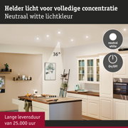 Moderne keuken met neutraal wit LED-plafondlicht voor optimale concentratie en lange levensduur