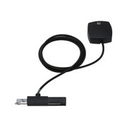 Black electrical connection cable with plug and square plastic housing for lighting systems