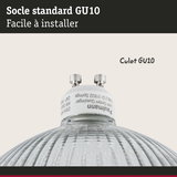 Gros plan sur socle de lampe GU10 en verre et plastique blanc, accessoire d'éclairage facile à installer