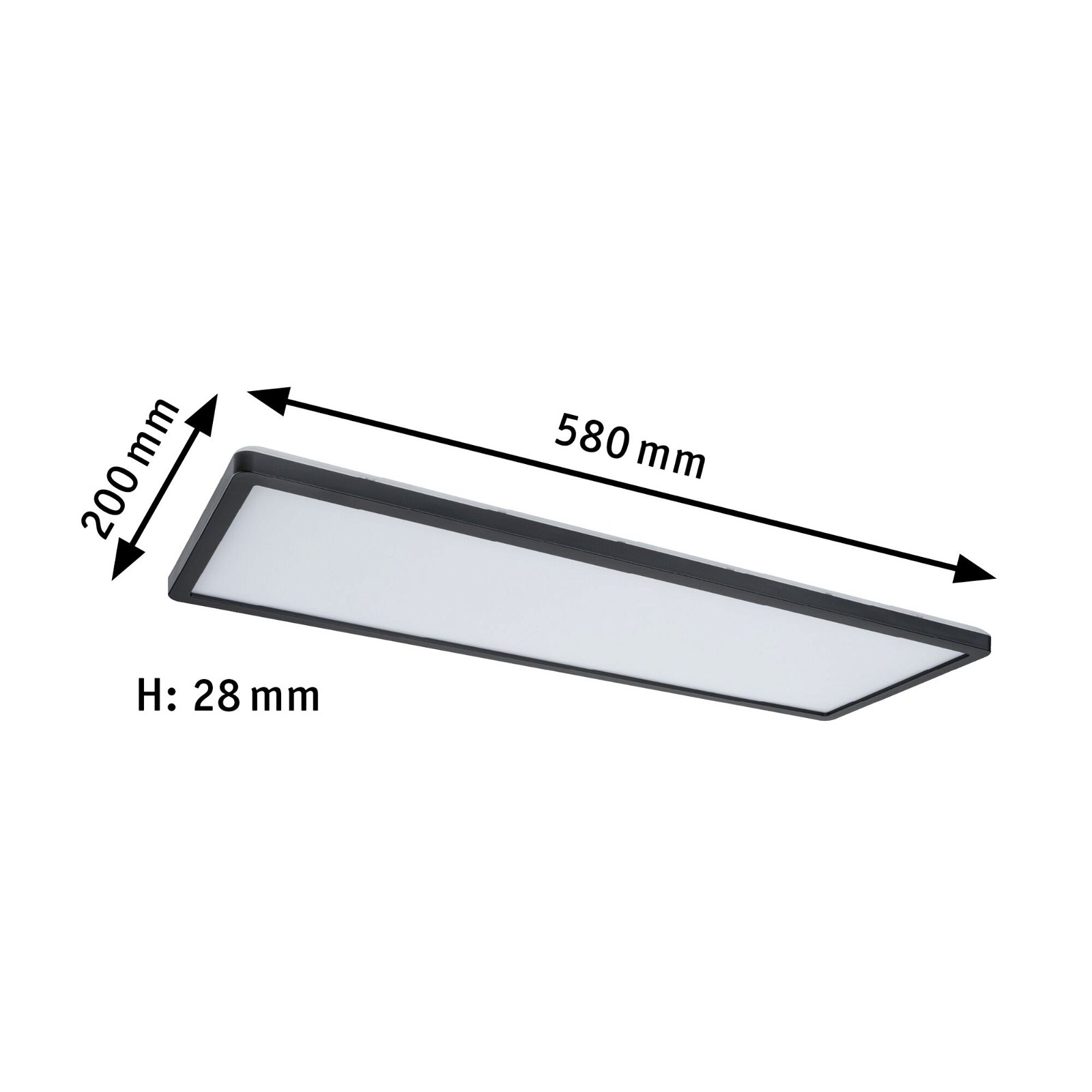 LED-paneel 3-Step-Dim Atria Shine Backlight hoekig 580x200mm 22W 1800lm 4000K Zwart dimbaar