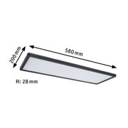 Schwarze LED-Deckenleuchte mit weißem Diffusor, Maße 580x200x28 mm, moderne Raumbeleuchtung