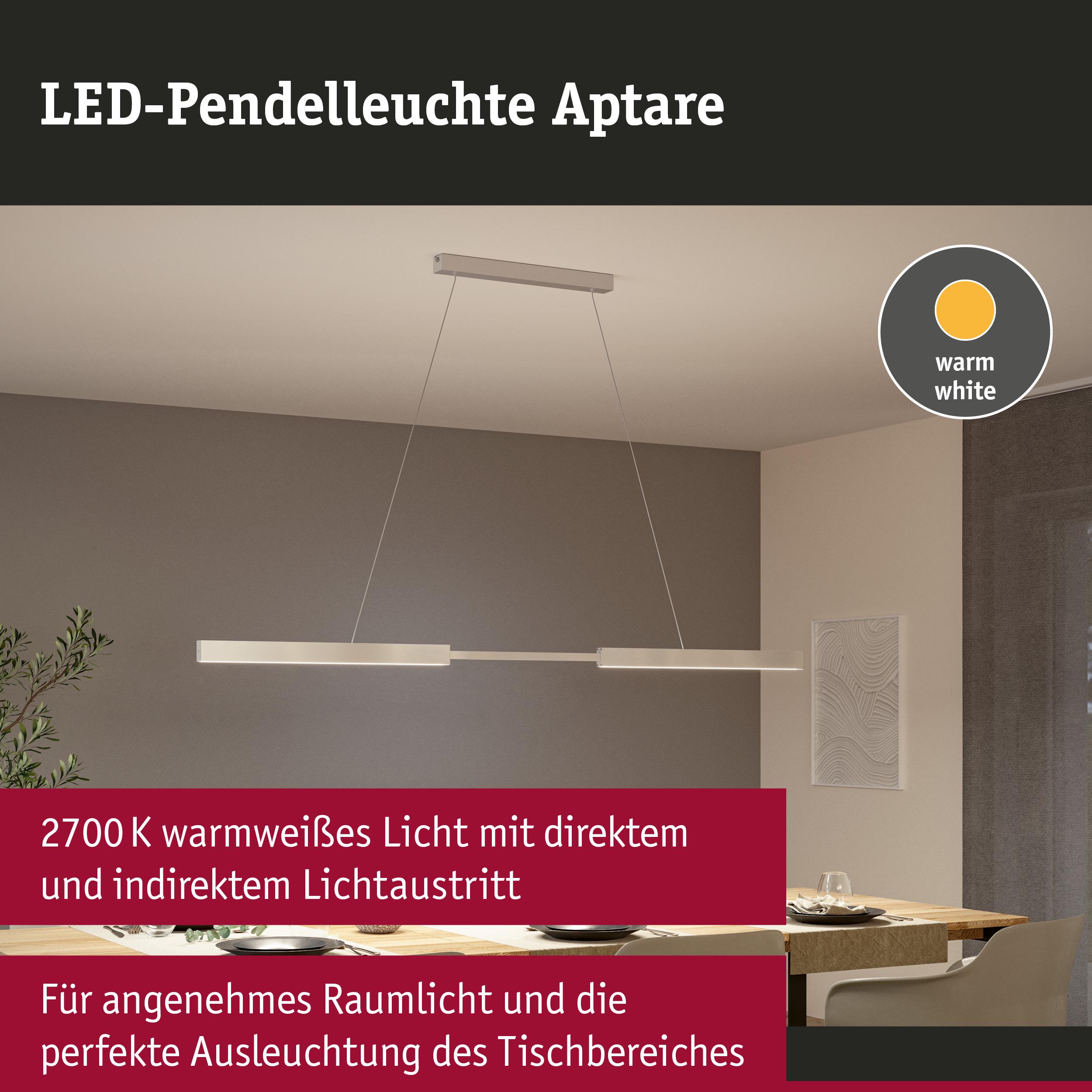 LED-Pendelleuchte Aptare in Aluminium silber mit warmweißem Licht für Essbereichbeleuchtung