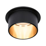 Round black metal recessed spotlight with warm white light for modern indoor lighting