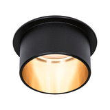 Spot encastré rond en métal noir avec lumière blanche chaude pour éclairage intérieur moderne