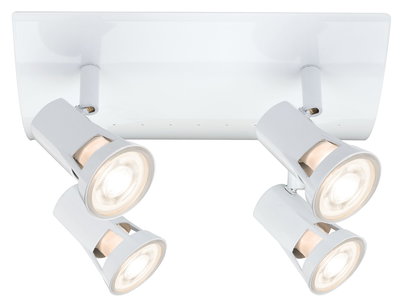 Weiße Deckenleuchte mit vier verstellbaren Spots aus Metall für moderne Raumbeleuchtung