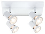 Weiße Deckenleuchte mit vier verstellbaren Spots aus Metall für moderne Raumbeleuchtung