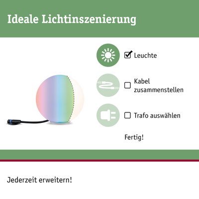 Bunte LED-Tischleuchte mit Kabelanschluss und modularer Erweiterung für individuelle Lichtgestaltung