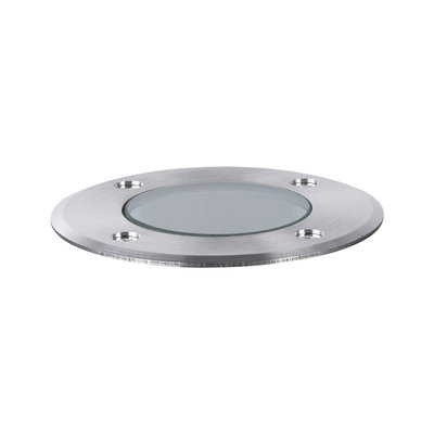 Rundes Einbauleuchten-Glas mit Edelstahlrahmen in Silber für moderne LED-Bodenbeleuchtung