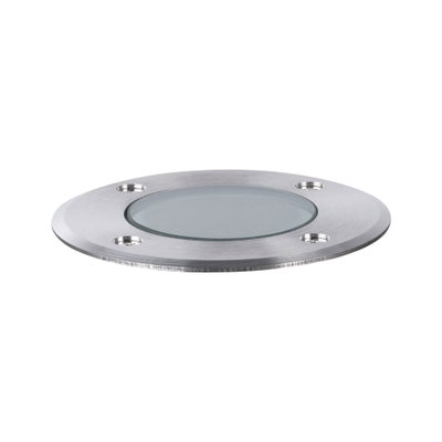 Rond glas met roestvrijstalen frame in zilver voor inbouw LED-vloerverlichting